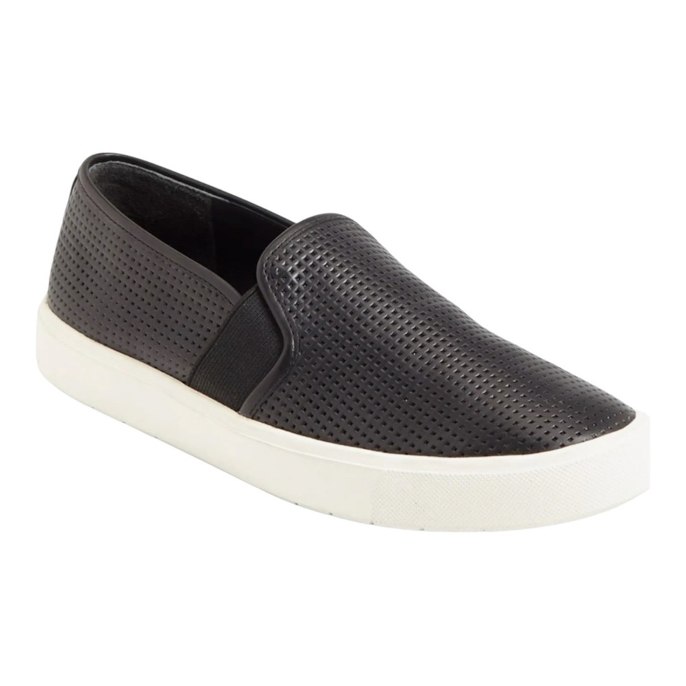 Vince Womens Blair Leather Black Casual Comfort  Slip-On Sneaker Size 8